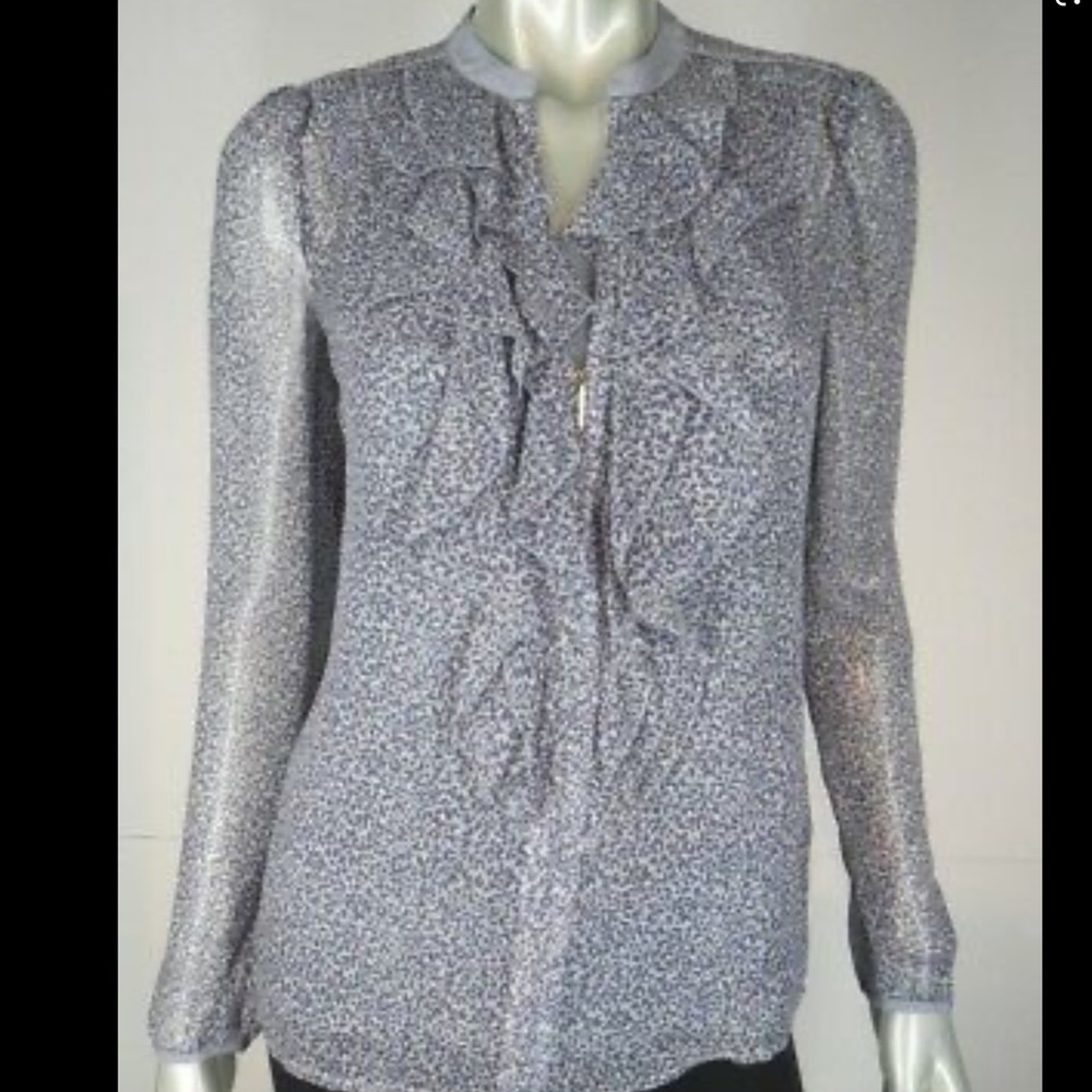 Tory Burch Silk Leopard Print Ruffle Front Blouse with Camisole